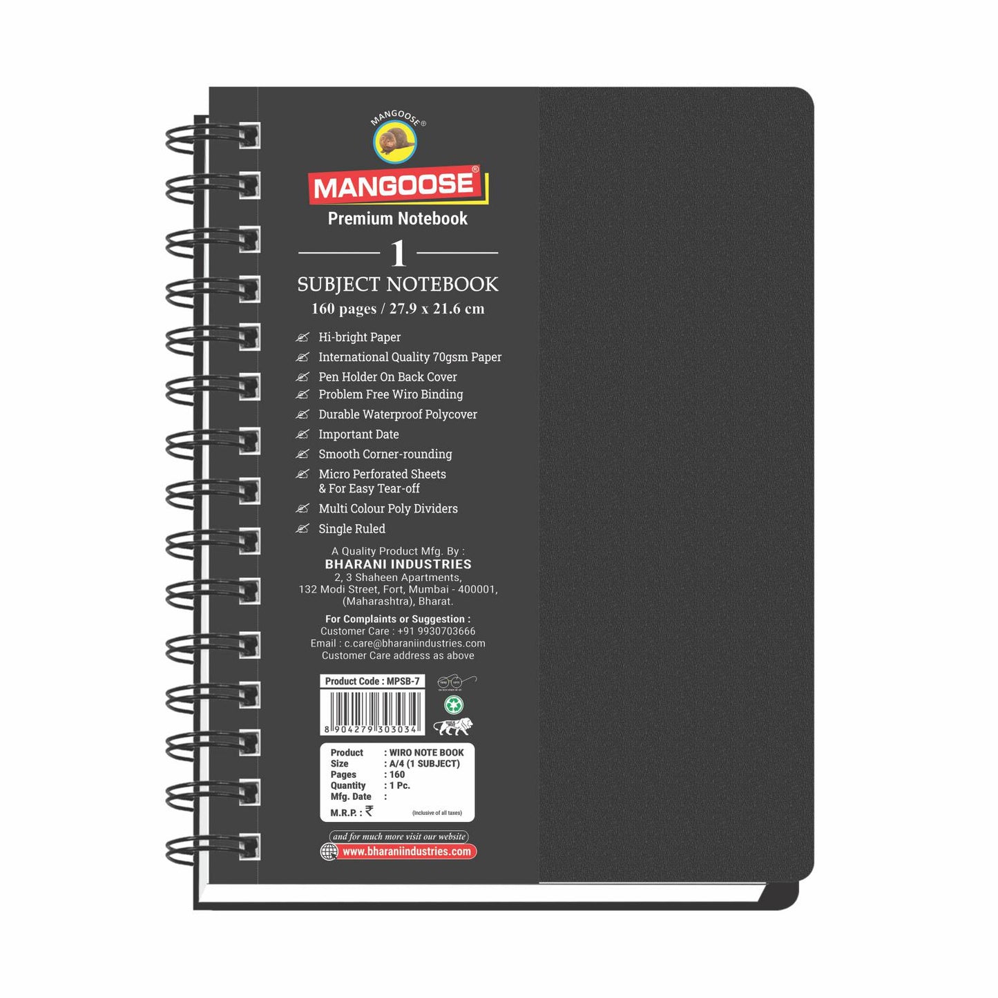 Wiro Note Book A4 - 1 Subject 160 pages 27.9 * 21.6